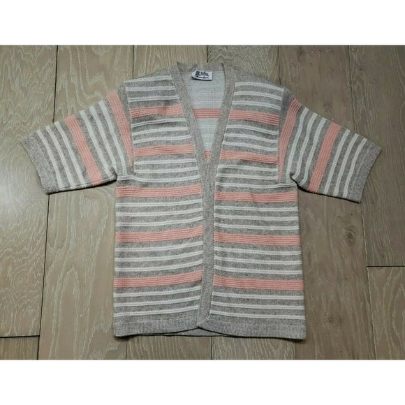 St John Neiman Marcus Santana Knit 6 Taupe Beige Pink Open Front Cardigan Blazer
